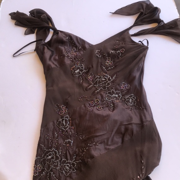 Vintage Y2K 90s Beaded Sue Wong Fairy Dress 14 Rare Bias Asymmetrical Nocturne L - Picture 7 of 17